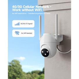 PEEIPM 4G LTE Outdoor Surveillance Camera with SIM Card: 360 Degree Camera PTZ Recording Colour Night Vision Camera Outdoor AI Tracking IP65 Waterproof (Wired)