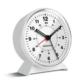 MARATHON CL034001WH Mechanical Wind-Up Alarm Clock (White)