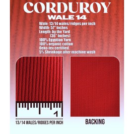 Corduroy Fabric 14 Wale Apparel 280GSM Solid Color by Continuous Yard 58"W 100% Cotton-Egyptian Yarn Stripe Texture Soft Trousers Coats Shirt Craft Throws Jacket Winter Clothing Sewing Craft SKY BLUE