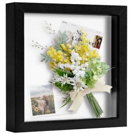 Shadow Box Frame, 22 x 22CM Box Frames For Crafts 3D Deep Picture Frames Box Display, Memory Box Frame for Objects Photos Artworks Memories Flowers Crafts (Black, Hollow 3cm)