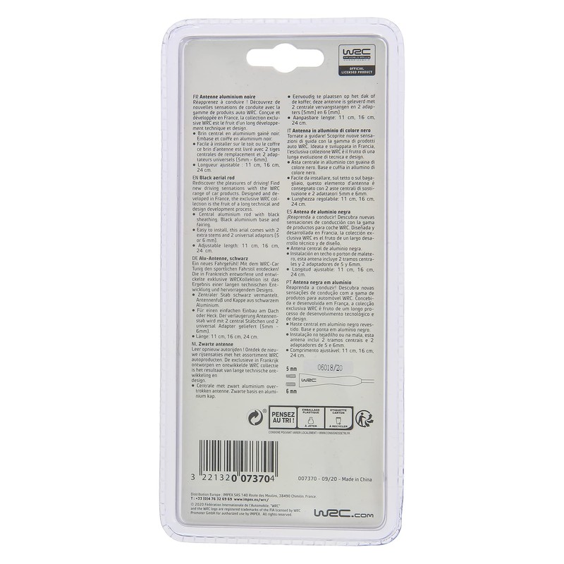 WRC 007370 Aluminium Antenna 11/16 / 24 cm Black