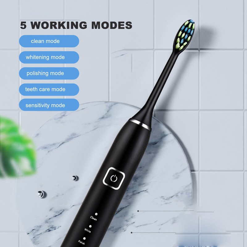 Electric Tooth Brush 5 Modes IPX7 Waterproof Charging Base 1200mAh
