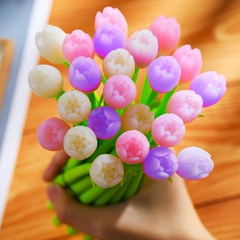 Zonon Color Changing Flower Tulip Fun Ballpoint Pens 0.5 mm Novelty Creative Gel Ink Roller Pen for Office Home Store Present, Mother's Day Nurses Teacher Week Gift Stationery Filler