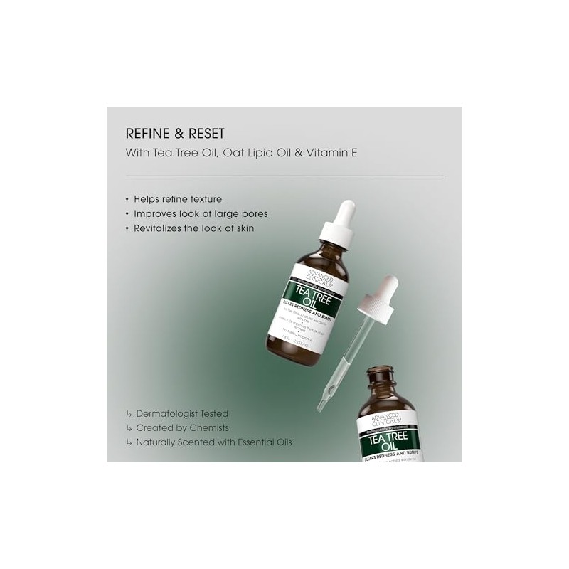 Advanced Clinicals 1.8oz Tea Tree Oil for Redness and Bumps.â€¦