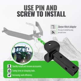 Wutist Sleeve Hitch Adapter Compatible with Garden Tractors Heavy-Duty Hitch Rear One-Pin Mounting Attachment Accessories Black Steel Powder Coated