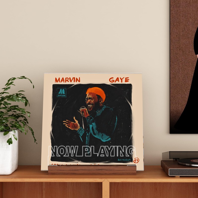 YuanDian Now Playing Record Stand Record Display Wooden Acrylic LED