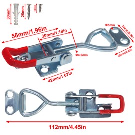 GIVIHGETI GH-4001 Metal Tension Clasp, Adjustable Lever Clasp, Small Lever Clasp, Adjustable Toggle Lever Tensioner Hold Capacity Latch, 100 kg/220 lbs, Pack of 8