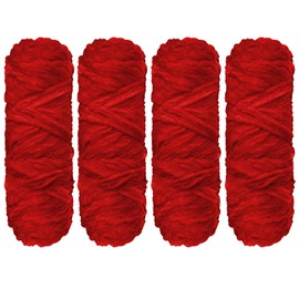 Crochet Yarn Chunky Yarn for Crochet,Chunky Wool for Knitting 100g Balls x 4 Chenille Yarn,Wool for Crochet Kits for Beginners Adults for Handmade Crafts Hats Blankets Scarves (Red)