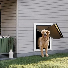 Fantrek Wall Dog Door for Large Dogs- Aluminum Large Doggie Door for Wall - Wall Entry Pet Door with Weather Proof Flap, Security Panel