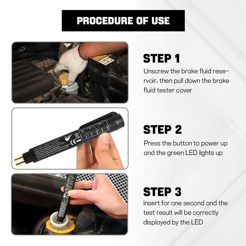 wuyaoyao Brake Fluid Liquid Tester Pen with 5 LED Indicators,