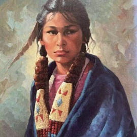 Leanin’ Tree Leaning Tree Friendship Card FR870 Indian Native Girl Blanket Karen Thayer