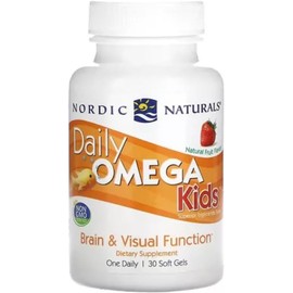 Nordic Naturals Daily Omega Kids Omega 3 Aceite de Pescado para Niños Sabor Fresa 340 mg 30 Cápsulas Blandas Masticables Suplemento Alimenticio con EPA y DHA Uso Pediátrico con Supervisión de Adulto