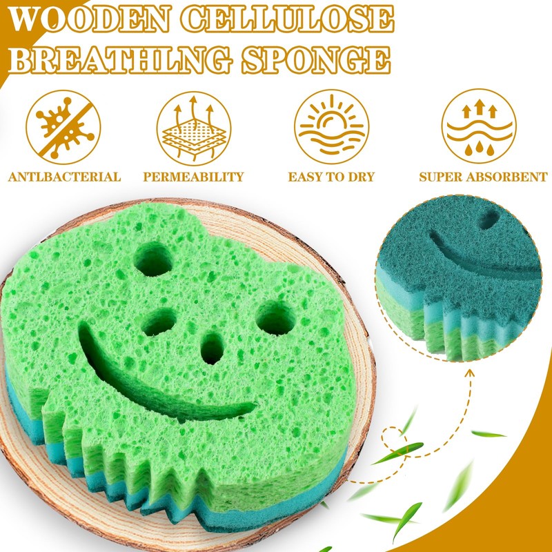 12 Pack Dual Sided Scrub Sponge, Bulk Sponges,Dual-Sided Multi-Functional Premium