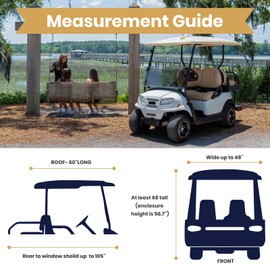 Leader Accessories 2 + 2 Person Golf Driving Enclosure Short Roof 2 Over 4 Passenger Golf Cart (Tan)