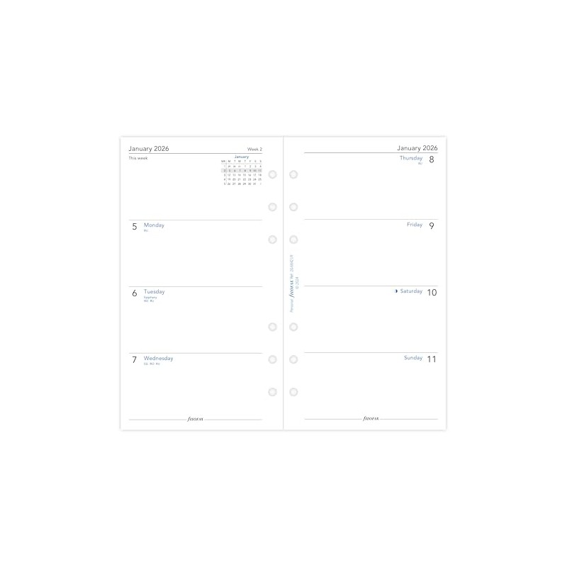 Filofax Personal Week on two pages English recycled paper 2026
