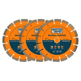 MASTER DEPOT 7 inch Segmented Rim Diamond Blade with 7/8" Arbor Hole, Dry Wet Cutting Applications in Concrete, Paver, Masonry, Terrazzo, Stone, Granite -180 mm (3 Piece)
