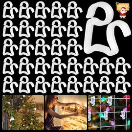 Pack of 100 Christmas Light Clips, Gutter Hooks, Plastic Fairy Lights Hooks, Fairy Lights Holder, Christmas Mini Hooks for Christmas, Outdoor, Decorative Lights, Gutter Hooks