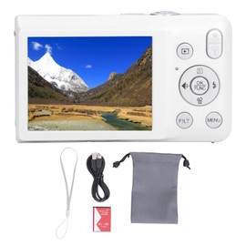 Digital Camera 8K HD 68MP 2.7in Screen 16X Zoom Timer Shoot Beauty Filter Video Recording Compact Digital Camera White