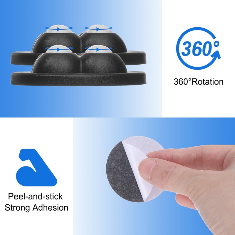uxcell 4 Pcs Self Adhesive Caster Wheels, 360 Degree Rotation