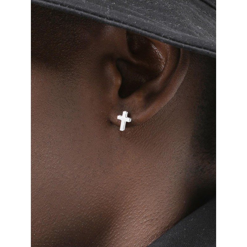 Stainless Steel Tiny Classic Cross Stud Post Earrings for women