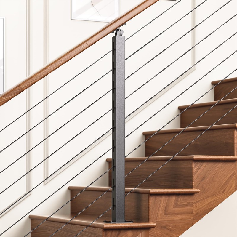 Deck Man 2 Pack Cable Railing Post Stainless Steel Adjustable