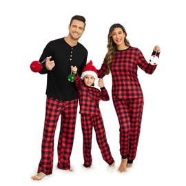 Ekouaer Family Christmas Pajamas Matching Sets Womens Mens Kids Pjs Long Sleeve Sleepwear Holiday Lounge Sets Plaid L