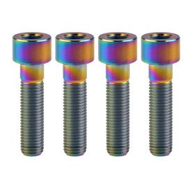 Wanyifa Titanium Cap Allen Socket Head Bolts M10 20 25 30 35 40 45 50 55 60mm Screw Pack of 4 (M10x40mm Pitch 1.25mm, Ranibow)