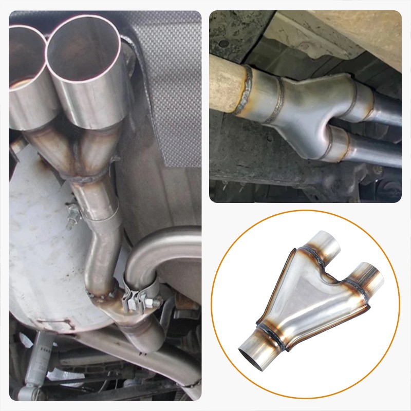Exhaust Y Pipe 3" Inlet 2.25" Outlet Weld-on Dual Exhaust
