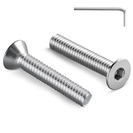 BNUOK 3/8-16 Bolt, 3/8-16 x 2 Inch Flat Socket Head Screws 15Pcs, 304 Stainless Steel 18-18 Countersunk Bolts, Full Thread, with Hex Spanner