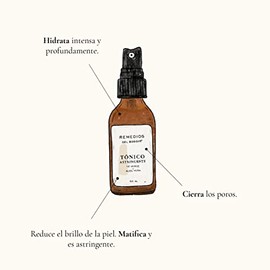 Tónico Astringente de Té Verde con Aloe Vera para Piel Grasa, Frasco con 60 ML.