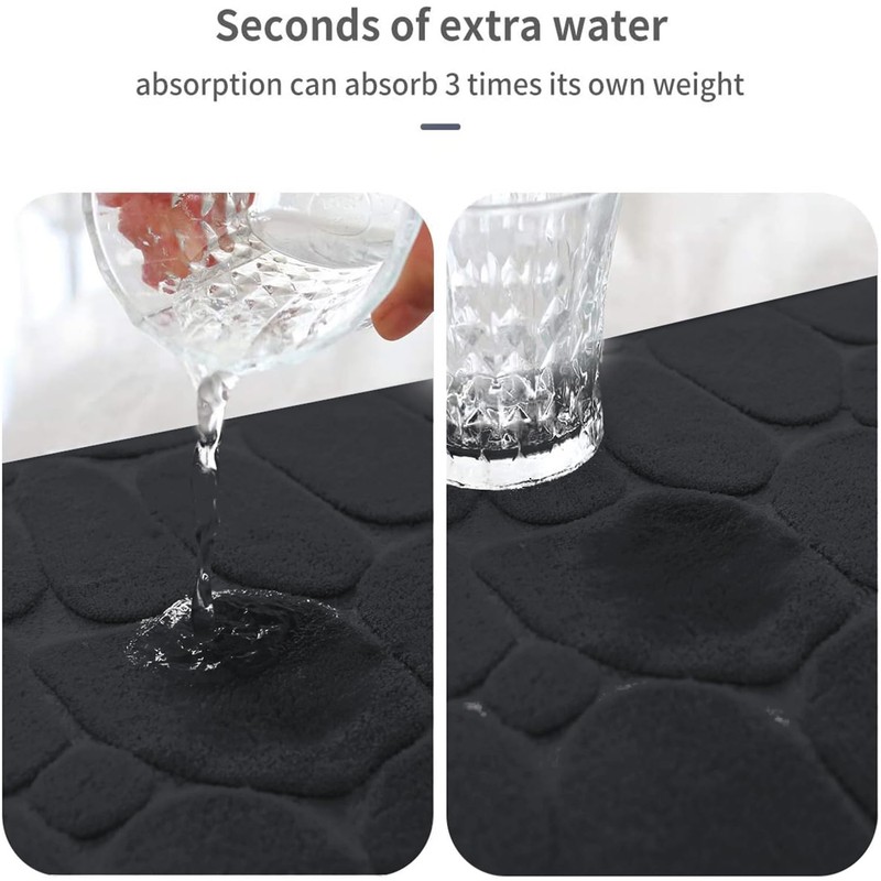 YIHOUSE Memory Foam Bath Mat Cobblestone Bathroom Rug Non Slip