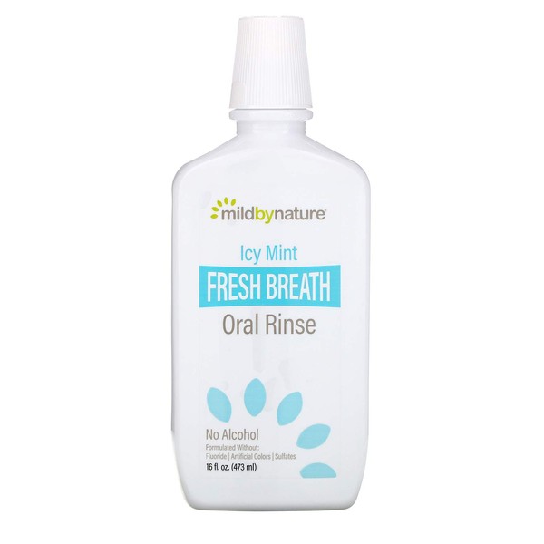Fresh Breath Oral Rinse, No Alcohol, ICY Mint, 16 fl oz (473 ml), Mild By Nature