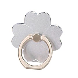 Smartphone Ring, Stand, Mobile Ring, Fall Prevention, One Hand Operation, Compatible with Video Stand, Holding Ring, Clover (Silver)