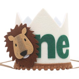 Lion Themed 1st Birthday Hat - Safari 1st Birthday Crown For Boys，Jungle Safari Party Decorations For First Birthday，Wild One First Birthday Hat，Baby Boy Lion 1st Birthday Crown
