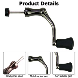 Fishing Reel Handle, Metal Rocker Arm Grip Fishing Spinning Reel Grip with Soft Rubber Grip for Replacement Handle Parts for Fishing Reels