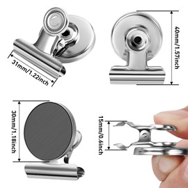 Magnetic Clips, 12 Pack Heavy Duty Refrigerator Magnet Clips, Fridge Magnets Strong Clips Magnets for Fridge, Scratch Free Metal Magnet Clips for Whiteboard, Fridge, Kitchen, Office