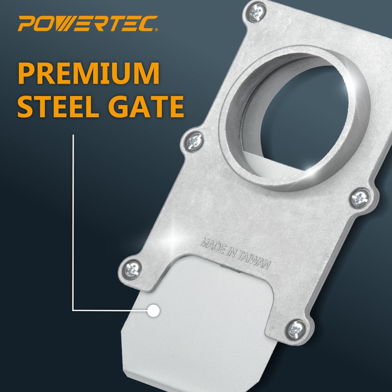 POWERTEC 70134-P2 2-1/2-Inch Aluminum Blast Gate for Dust Collector, Dust