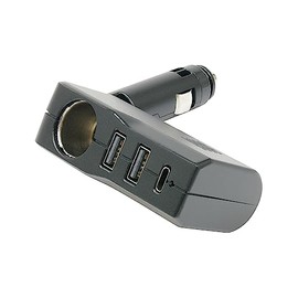 Tsuchiya Yac Car Supplies Add-on Socket Slim Socket Direction 2USB+Type-C Black ZE-82