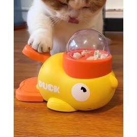 Cat Puzzle Treat Dispenser, Puzzle Feeder Dog Treat Dispenser Toy, Duck Pet Feeder, Slow Feeder Dog Bowls, 3 Sizes of Lids, Duck Shaped, IQ Training and Exercise for Cats and Dogs