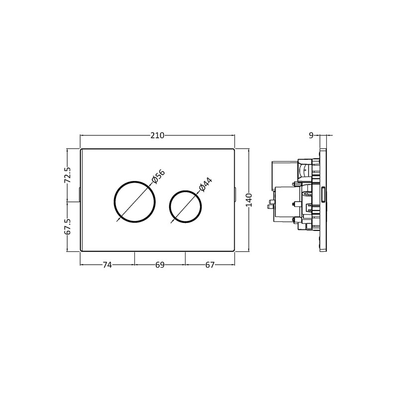 nuie MDPP01R Ceramics Accessories Round Push Button Plate for Pneumatic