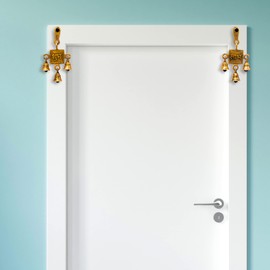 Brass Wall Door Hanging Spiritual Sacred Religious Sculpture Indian Antique Statue Décor Showpiece for Home Entrance Temple Puja Decoration Festivals Diwali and Gifting (Antique Golden Shubh Labh)