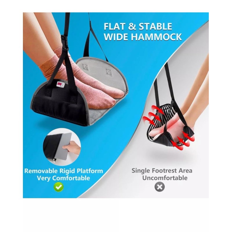 Airplane Footrest Under Desk Hammock for Flights Bus Train Office