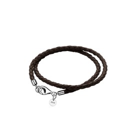 Viwind Leather Bracelet for Women Braided Leather Bracelet 34/36/38/40/42/60/63 cm 925 Silver Clasp Double Layer DIY Beads Charms