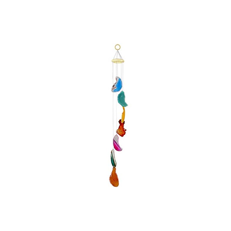 KYEYGWO Colourful Agate Discs Geode Wind Chime Sun Catcher Crystal