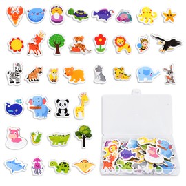 Colexy 36-Piece Fridge Magnets Set, Wooden 3D Cartoon Zoo Educational Toy, Decorative, Beautiful Animal Fridge Magnets for Magnetic Board, Fridge, Whiteboard, Pin Board, Children's Gift
