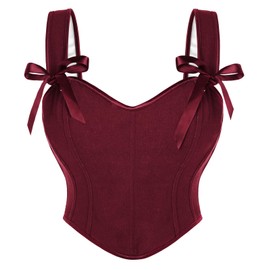 Scarlet Darkness Corset for Women Ren Faire Floral Lace-up Underbust Corset Tops Red Size 18