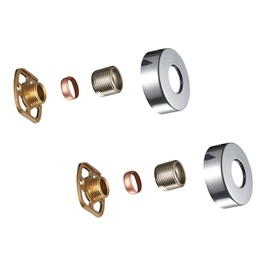 KINGBATH™ Bar Valve Fixing Kits Brackets with Round SS Chrome Cover Shrouds Escutcheons 3/4” Inch Connections BSP 15mm Wall Mounted Fast Fix Kit Bracket for Thermostatic Shower Bar Valve Mixer Tap