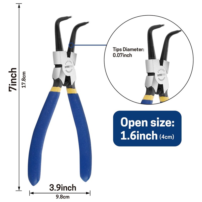 7 Inches Snap Ring Pliers, Internal Circlip Pliers with Bent