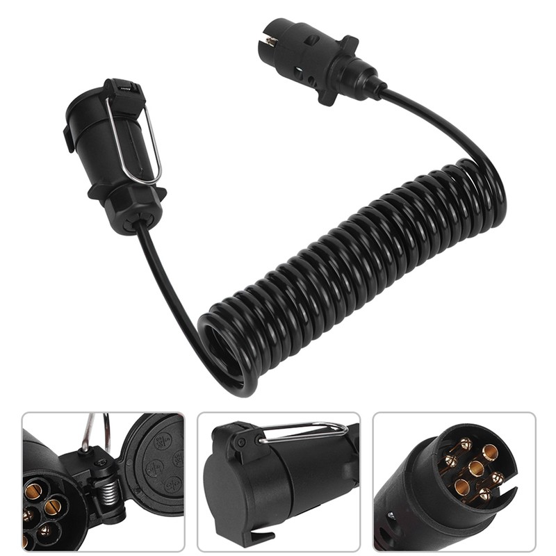 7 Pin Trailer Plug With 98.4in Spring Extension Cable 12V