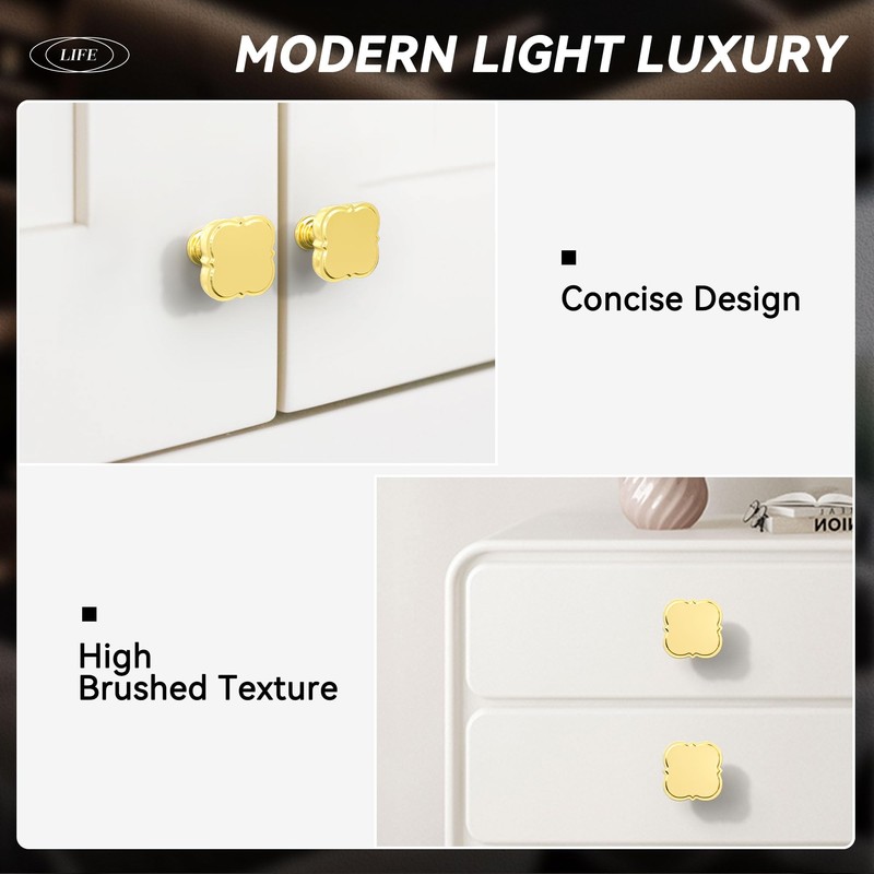 KALEVOL 30 Pack Cabinet Knobs 1-1/4 inch Gold Zinc Alloy